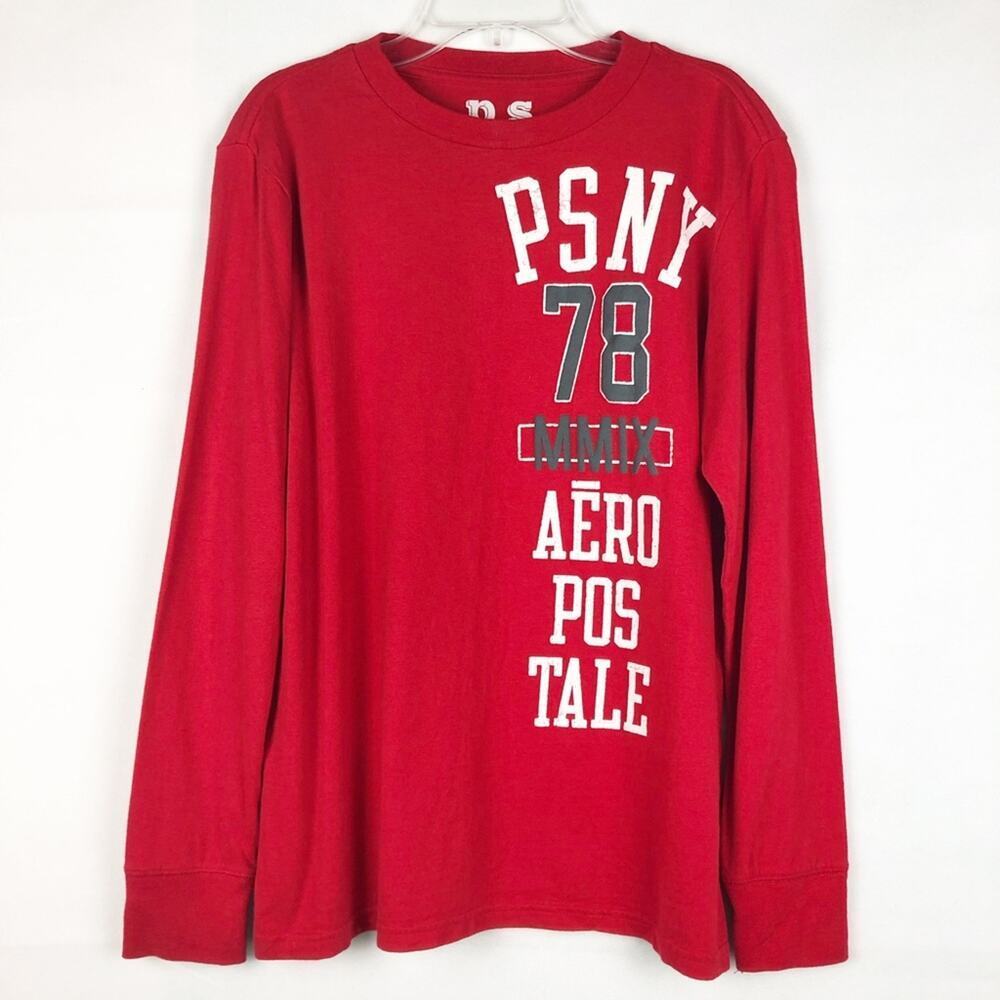 Aeropostale Boys Embroidered Long Sleeve Red T-Shirt Size XL (14)